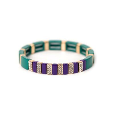 Bracelet Simone à bordeaux Colorstrass en métal émaillé emeraude et aubergine